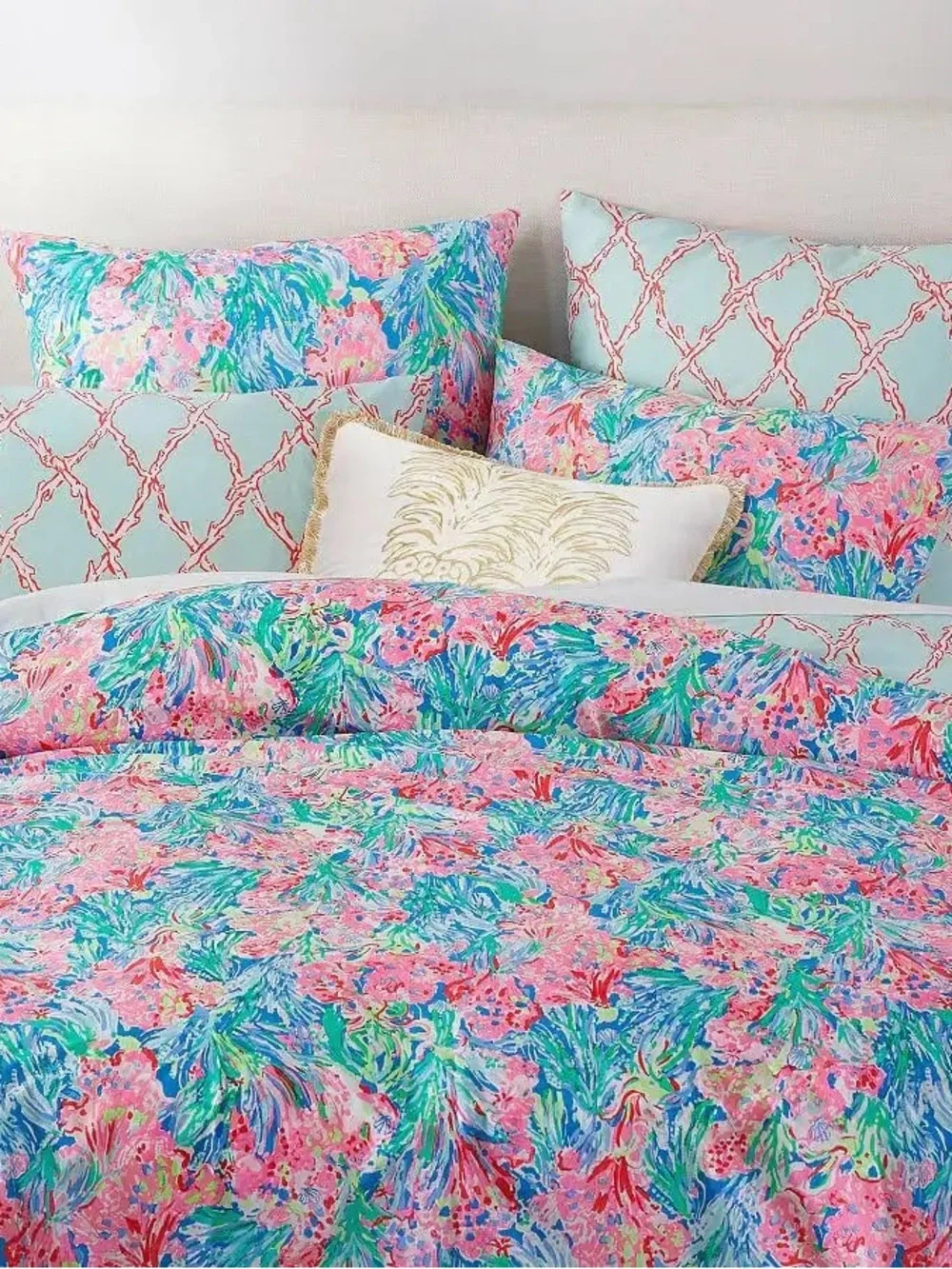 Pottery Barn Lilly Pulitzer Fan Sea Pants Reversible Euro Sham 26x26